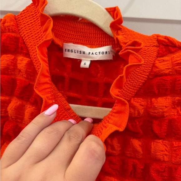 English Factory Orange/Red Ruffled top - Picture 2 of 3